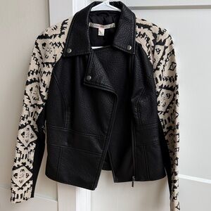 Chelsea & Violet Black and Cream Leather Jacket
